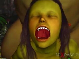 Grün monster- ungeheuer fickt schwer ein lasziv weiblich goblin arwen im die enchanted wald