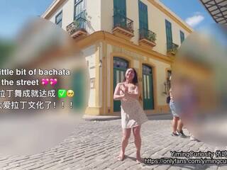YimingCuriosity依鸣 - Havana Sunset sex movie Vlog / Asian Chinese slut rough blowjob and doggy on balcony!