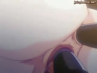 Anime young lady gets double drilled with two toys