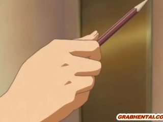 Spútané reťazou anime bruneta dostane dildoed pička a neuveriteľný satie tuhý putz