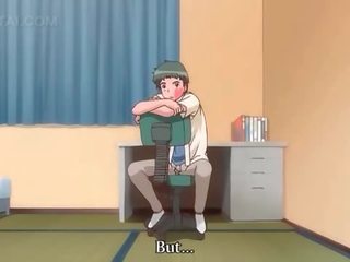Nydelig anime stuepike gi bj på knær og knulling hardt